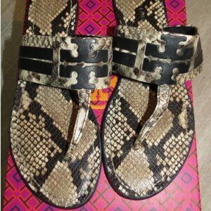 EUC Tory Burch Roccia Leigh 05MM Sandal Snakeskin Print Size 8.5 Style 76026 BOX